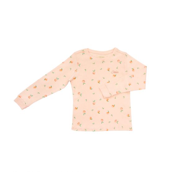 Personalisable Kids Long Sleeve Organic Pyjamas Set in Peach Print