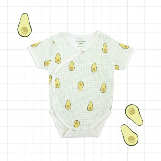 Personalisable Baby Organic Romper in Avocado Print