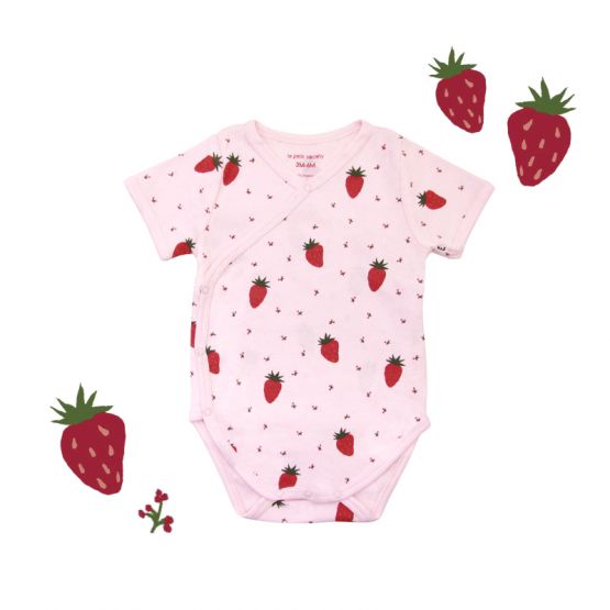 Baby Organic Romper in Strawberry Print (Personalisable)
