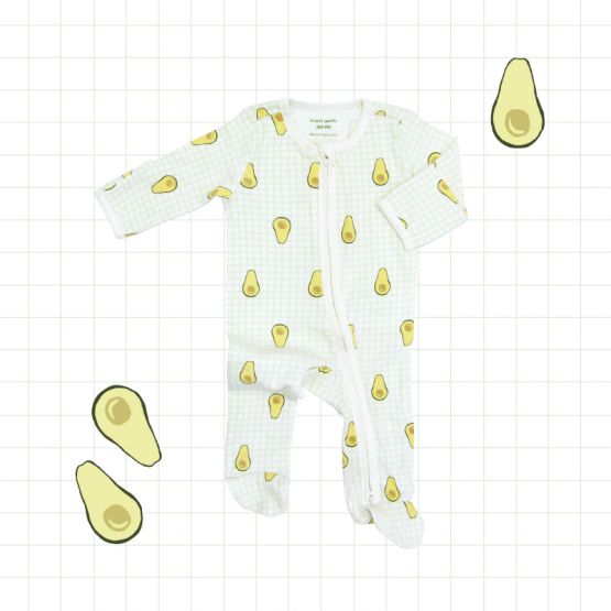 Personalisable Baby Organic Zip Sleepsuit in Avocado Print