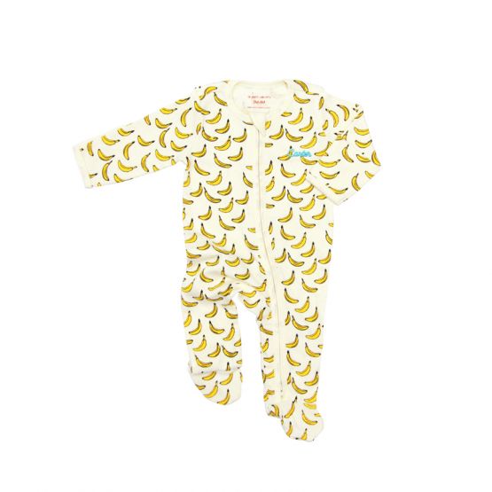 Personalisable Baby Organic Zip Sleepsuit in Banana Print