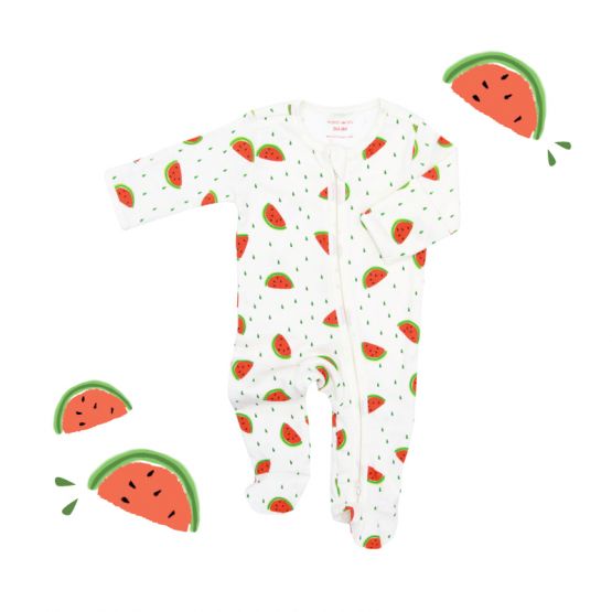 Personalisable Baby Organic Zip Sleepsuit in Watermelon Print