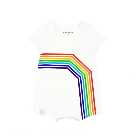 Personalisable Baby Rainbow Short Sleeves Romper in White - Right Arc