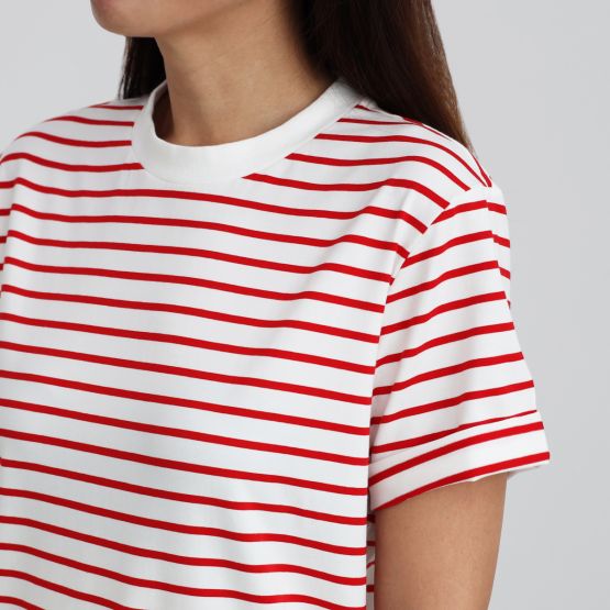 Family Tees - Personalisable Adult Striped Tee in Red (Unisex)