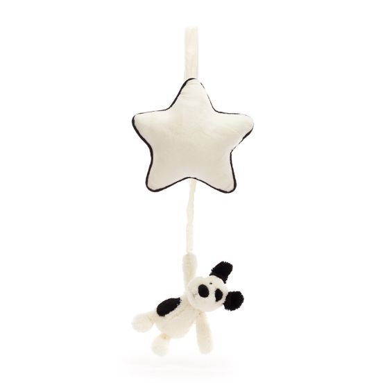 Bashful Black & Cream Puppy Musical Pull by Jellycat