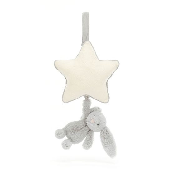 Bashful Silver Bunny Musical Pull by Jellycat