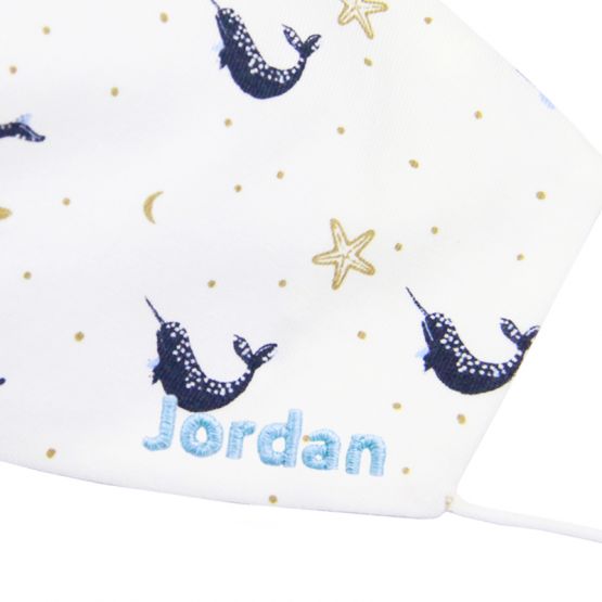 Personalisable Reusable Kids & Adult Mask in Narwhal Print