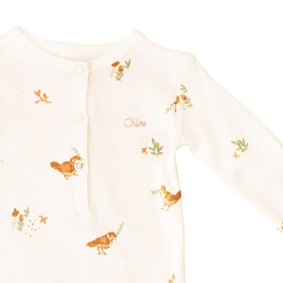 *New* Baby Organic Knotted Gown in Bird Print (Personalisable)