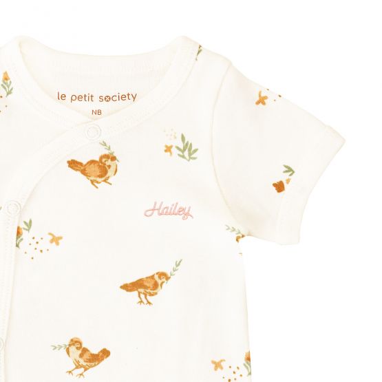 *New* Baby Organic Romper in Bird Print (Personalisable)