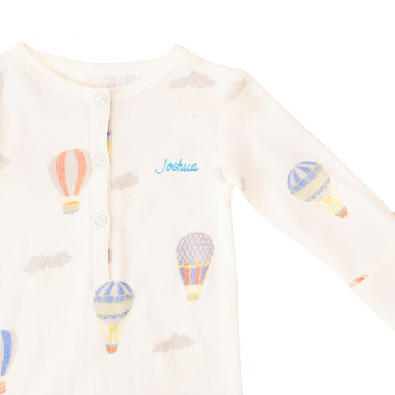 *New* Baby Organic Knotted Gown in Hot Air Balloon Print (Personalisable)