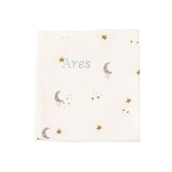 *New* Baby Organic Jersey Blanket in Moon & Stars Print (Personalisable)