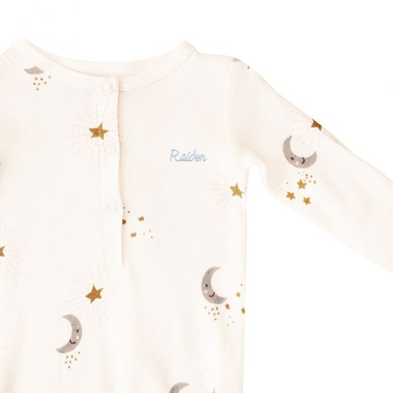Baby Organic Knotted Gown in Moon & Stars Print (Personalisable)