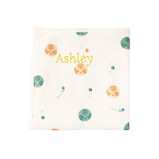 *New* Baby Organic Jersey Blanket in Planets Print (Personalisable)