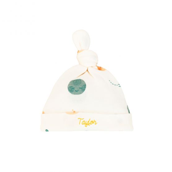 *New* Baby Organic Knotted Hat in Planets Print (Personalisable)