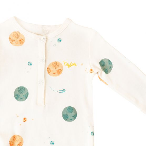 *New* Baby Organic Knotted Gown in Planets Print (Personalisable)