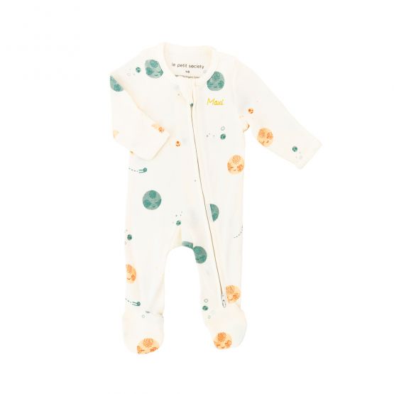 Baby Organic Zip Sleepsuit in Planets Print (Personalisable)