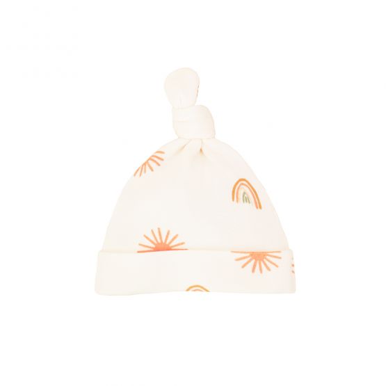 *New* Baby Organic Knotted Hat in Sun & Rainbow Print (Personalisable)