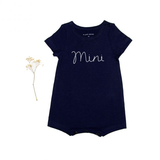 Family Tees - Mini Baby Short Sleeves Romper in Navy