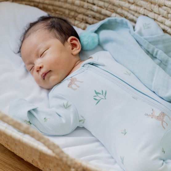 Baby Organic Zip Sleepsuit in Deer Print (Personalisable)