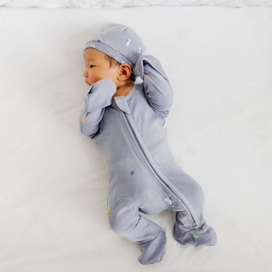 *New* Personalisable Baby Organic Zip Sleepsuit in Owl Print