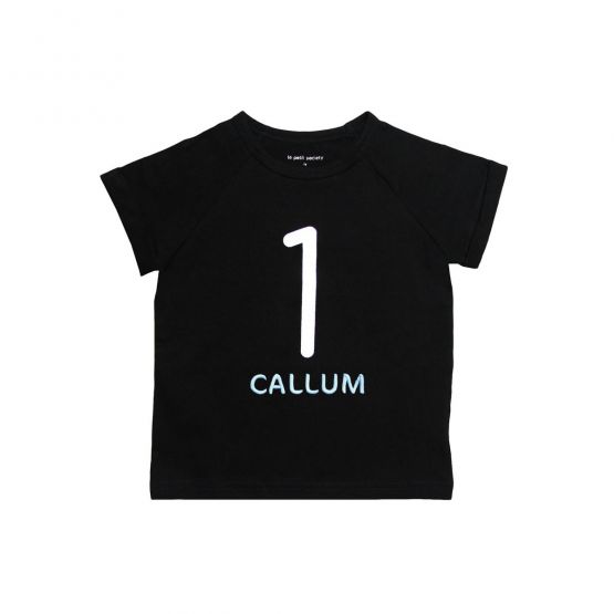 Number 1 Tee in Black/Silver (Personalisable)