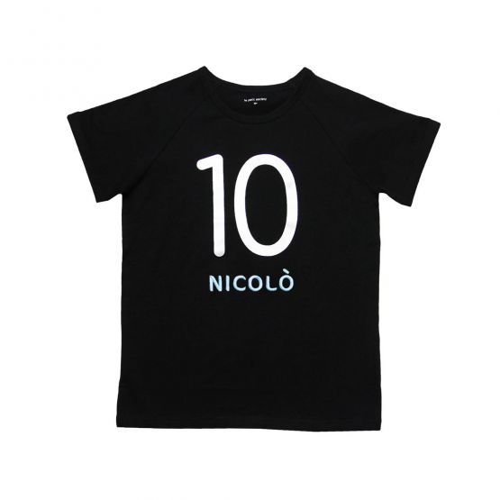 Personalisable Number 10 Tee in Black/Silver