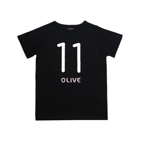 Number 11 Tee in Black/Silver (Personalisable)