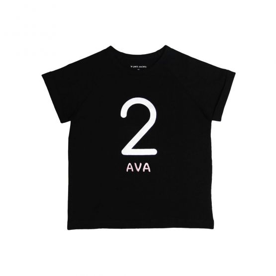 Personalisable Number 2 Tee in Black/Silver