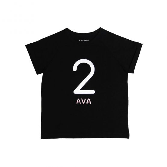 Number 2 Tee in Black/Silver (Personalisable)