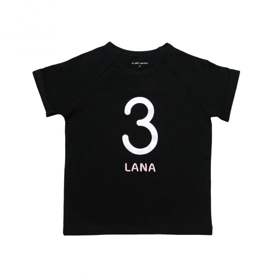 Number 3 Tee in Black/Silver (Personalisable)