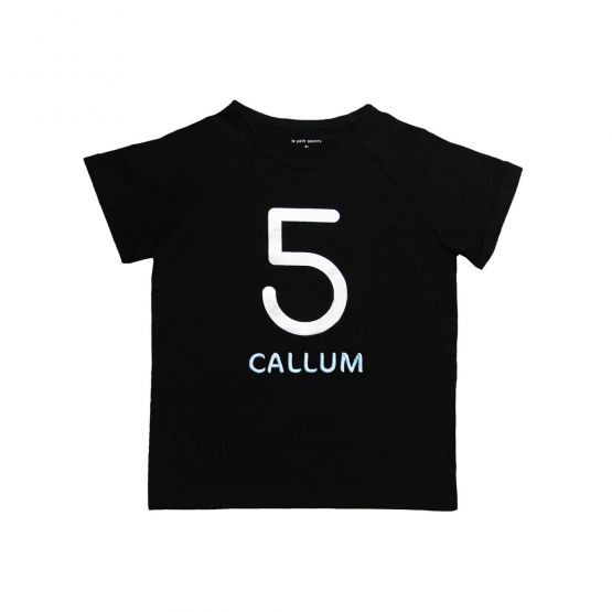 Number 5 Tee in Black/Silver (Personalisable)