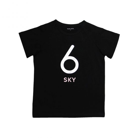 Personalisable Number 6 Tee in Black/Silver