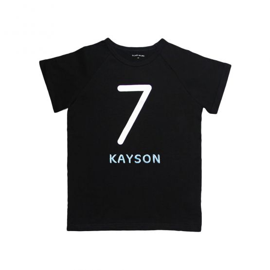 Number 7 Tee in Black/Silver (Personalisable)