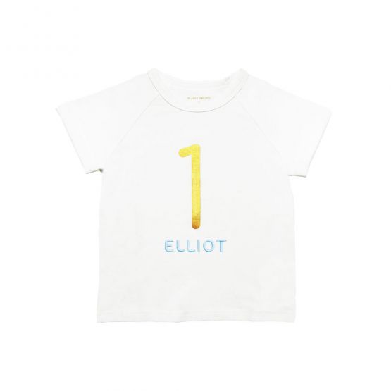 Personalisable Number 1 Tee in White/Gold