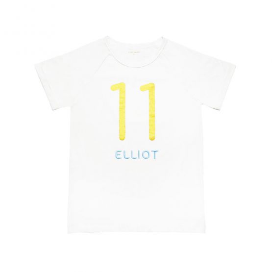 Personalisable Number 11 Tee in White/Gold