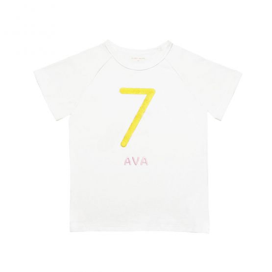 Personalisable Number 7 Tee in White/Gold