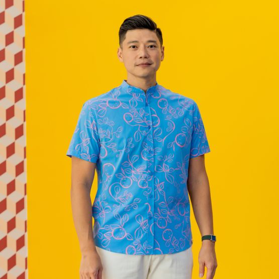 Mandarin Orange Series - Men‘s Shirt in Blue (Classic Fit) (Personalisable)