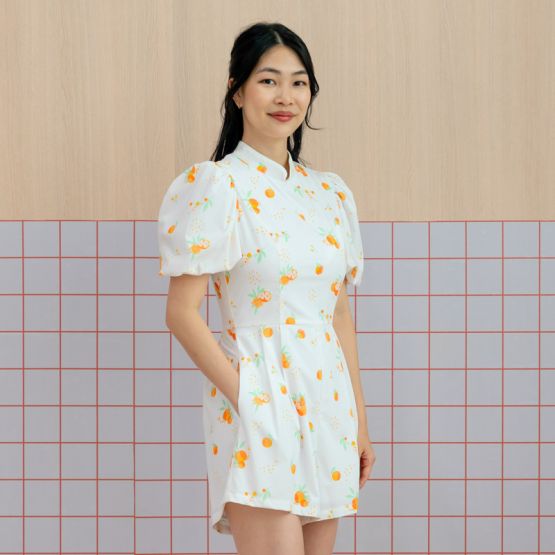 Mandarin Orange Series - Ladies Romper in White 