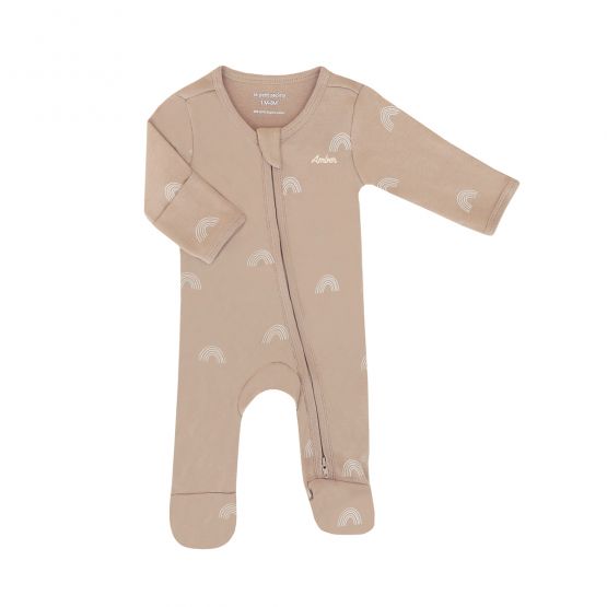 *New* Personalisable Baby Organic Zip Sleepsuit in Rainbow Print
