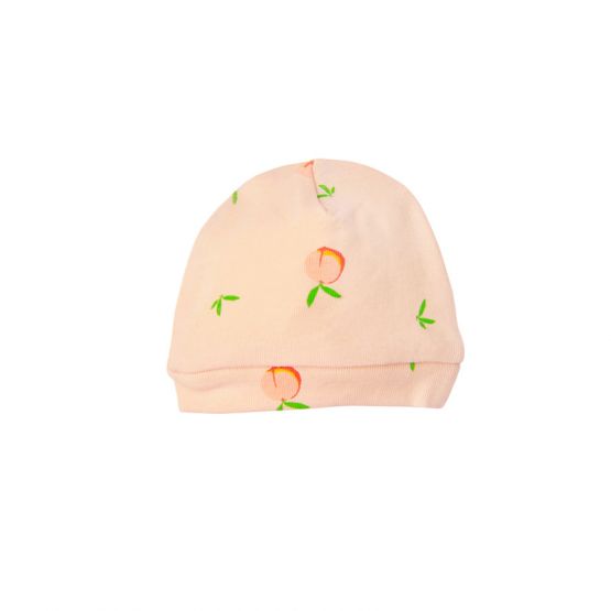 Personalisable Organic Baby Hat in Peach Print