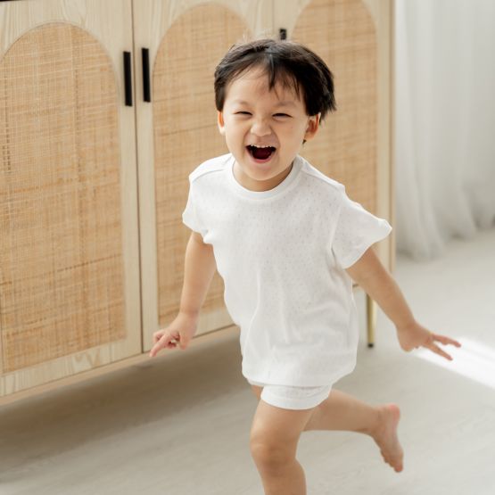 Organic Kids Short Sleeves PJ Set in White