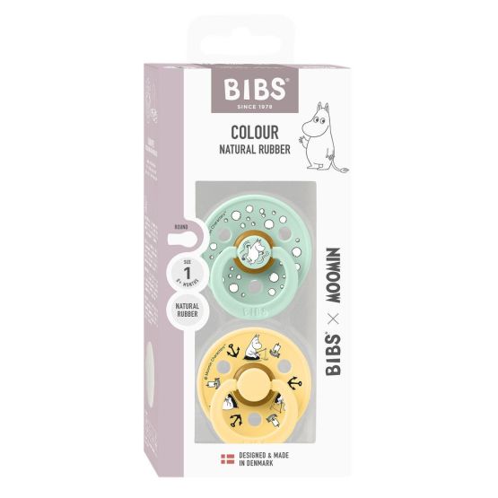 Colour Pacifier Twin Pack Sailing Latex (Nordic Mint Mix) by BIBS x Moomin-S1 (0+ months)