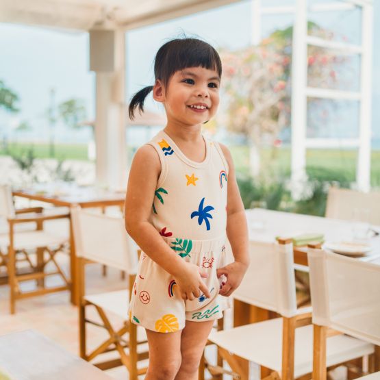Resort Series - Kids Ribbed Jumpsuit in Paradise Print