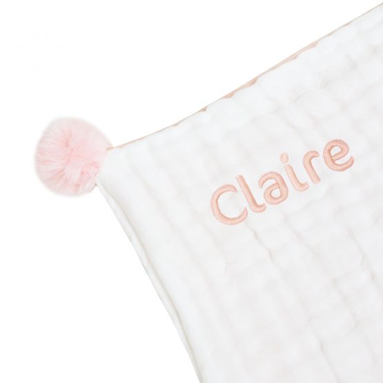 Double Thickness Kids/Adult Comforter in White and Peach (Personalisable)