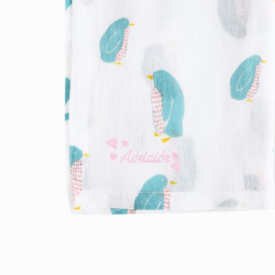 Baby Organic Swaddle - Penguin (Personalisable)