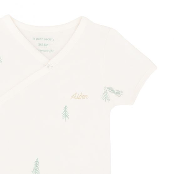 Baby Organic Kimono Romper in Pine Tree Print