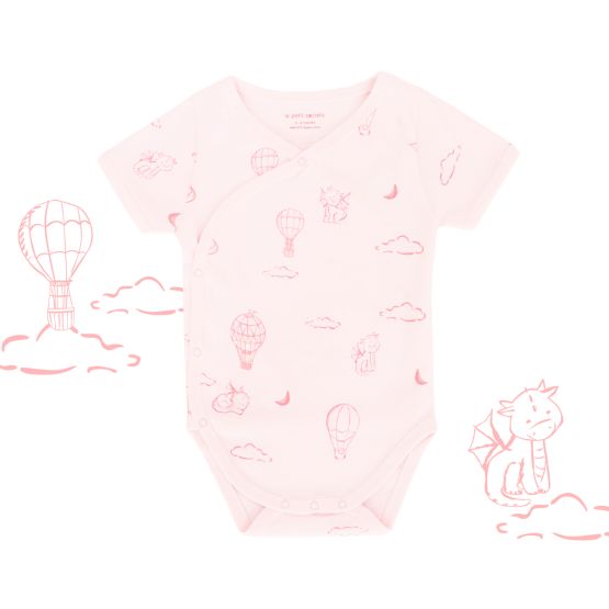 *New* Baby Organic Kimono Romper in Dreamy Dragon - Pink (Personalisable)