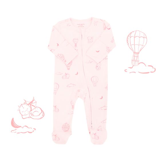 Baby Organic Sleepsuit in Dreamy Dragon - Pink