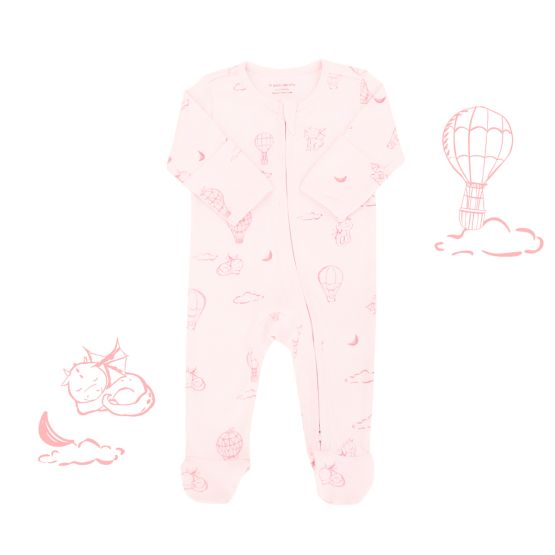 *New* Baby Organic Sleepsuit in Dreamy Dragon - Pink (Personalisable)