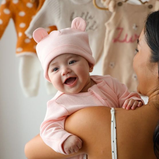 Baby Organic Bear Hat in Pink